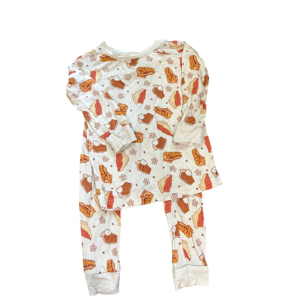 Little One Shop Bamboo Pajamas 12-18M Thanksgiving Pie Print 2pc Set PJs